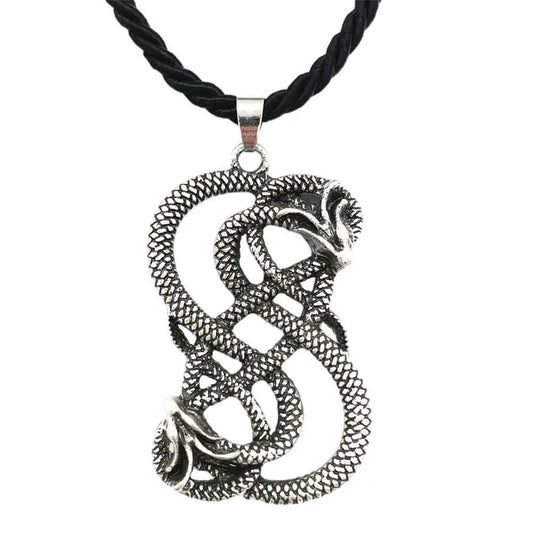 Norse Loki Double Dragon Goth Ouroboros Scandinavian Pendant Viking Mens Necklace Gothic Accessories Halloween Jewelery