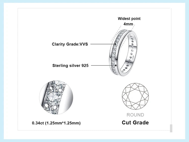 JewelryPalace Solid 925 Sterling Silver Wedding Engagement Ring for Woman AAAAA CZ Simulated Diamond Band Ring Luxury Jewelry