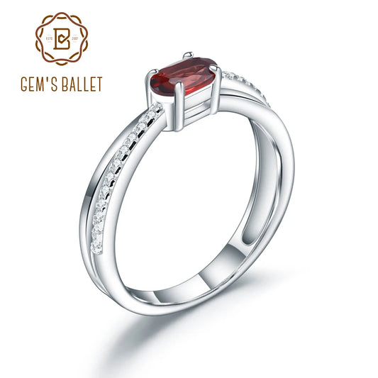 GEM'S BALLET Natural Red Garnet Rings for Women Real 925 Sterling Silver Gemstone Ring Birthstone Girl Gift Wholesale Jewelry