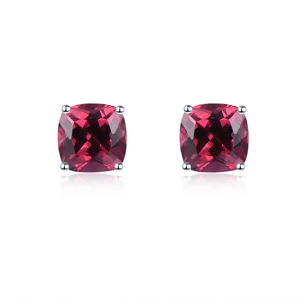 Hutang Cushion 5.0mm Genuine Diopside Stud Earrings 925 Sterling Silver Kid Earrings Korean Earings Gemstone Girls Jewelry 2020 Rhodolite Garnet