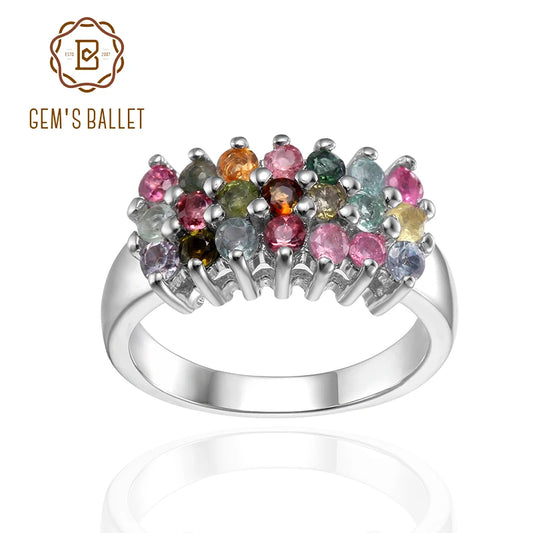 GEM'S BALLET 925 Sterling Silver Gamstone Band Rings Natural Tourmaline Engagement&Wedding Ring For Women Fine Jewelry 2021 NEW