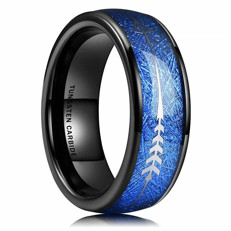 2025 Trendy 8mm Black Titanium Wedding Stainless Steel Rings For Men Inlay Colorful Abalone Shell Ring Men Wedding Band Jewelry