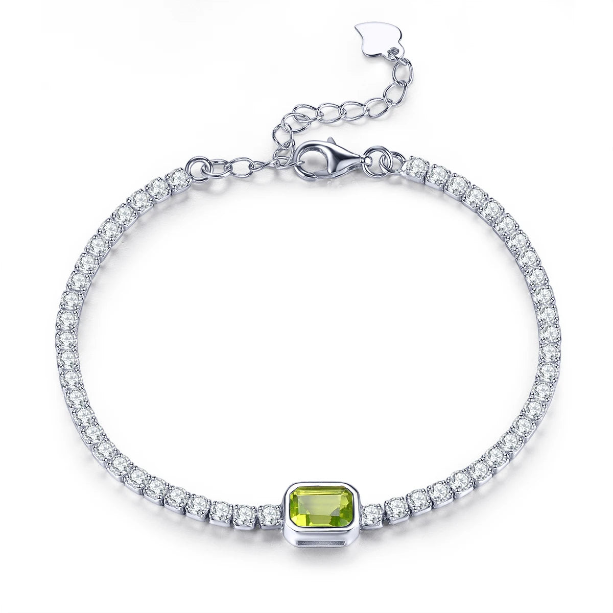 Natural Peridot Sterling Silver Bracelet S925 Jewelry 1.23 Carats Genuine Colorful Gemstone Classic Simple Style Top Quality