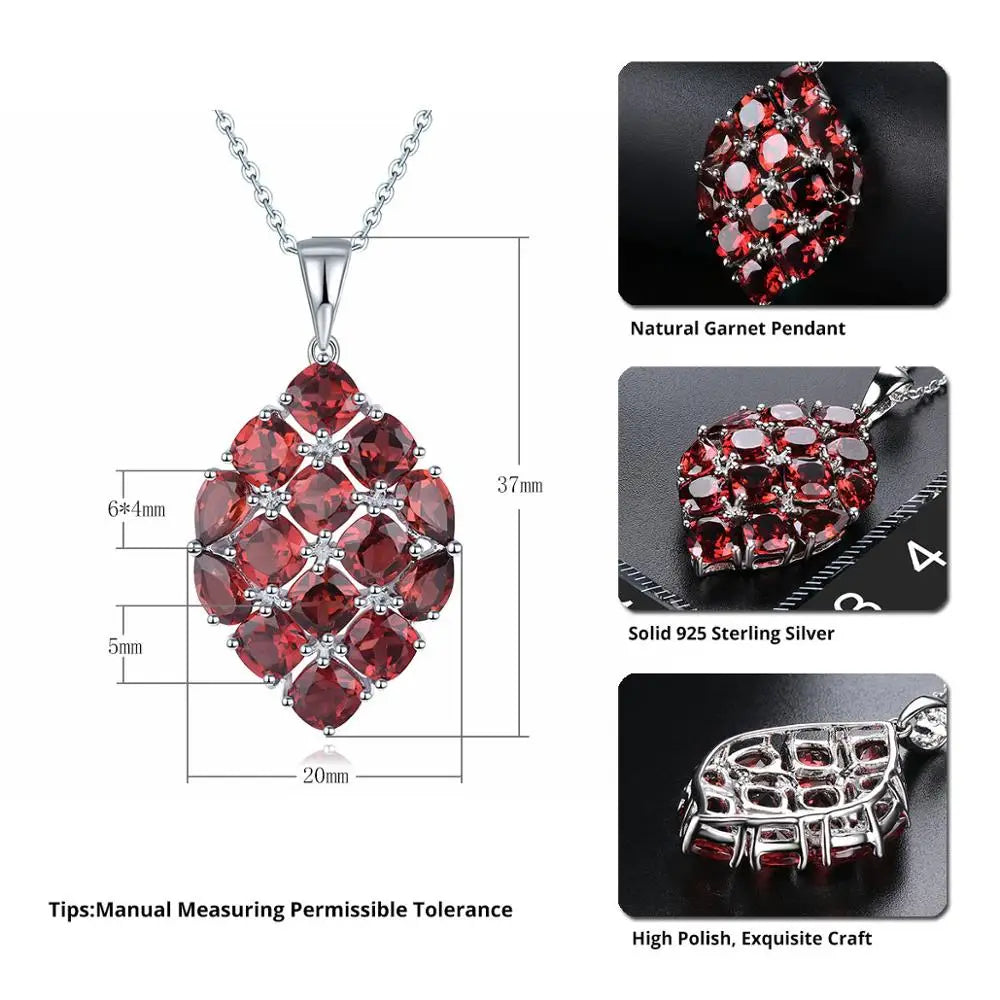 Natural Red Garnet Silver Pendants for Women S925 Jewelry 8.7 Carats Natural Garnet Romantic Design for Women Christmas Gifts