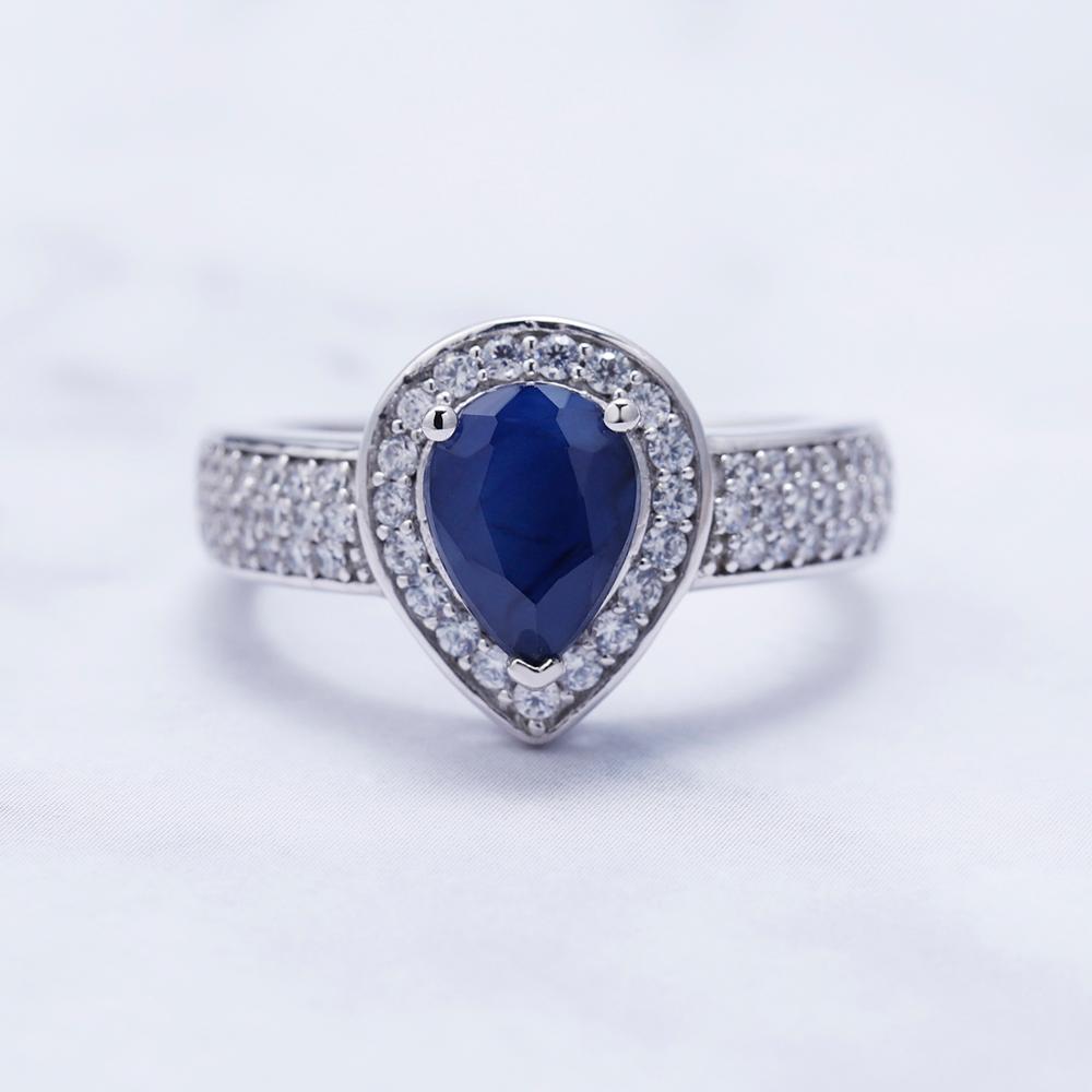 Gem&#39;s Ballet 1.29Ct Oval Natural Blue Sapphire Gemstone Wedding For Women 925 Sterling Silver 585 14K 10K 18K Gold Weddings Ring