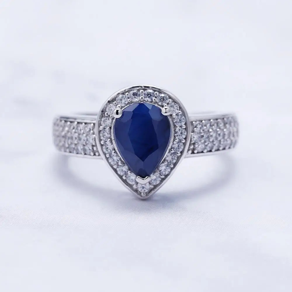 Gem's Ballet 1.29Ct Oval Natural Blue Sapphire Gemstone Wedding For Women 925 Sterling Silver 585 14K 10K 18K Gold Weddings Ring