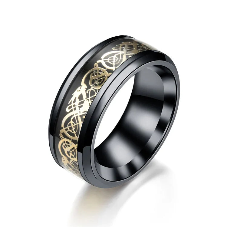 Punk Titanium Steel Black Carbon Fiber Mens Rings Fashion Red Blue Green Ring Anel Masculino Jewelry Wholesale