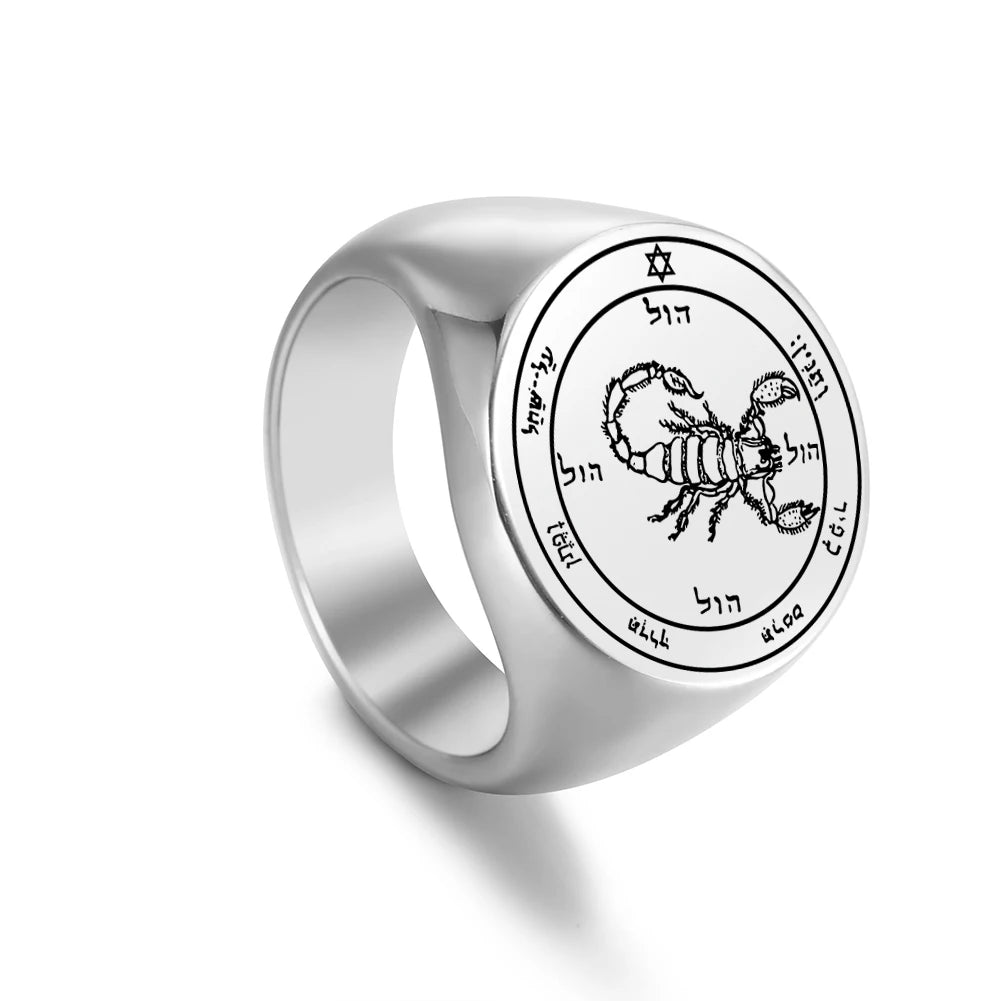 Dawapara Solomon Rings for Men Talisman Key of Solomon Amulet Punk Ring Stainless Steel Jewelry
