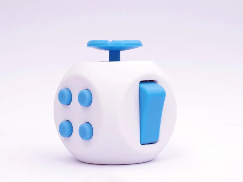 12 Sides Fidget Cube Toys Anti-Stress Antistress Sensory Toys For Children Kids Adults Autism ADHD OCD Anxiety Relief Focus 6 White Blue