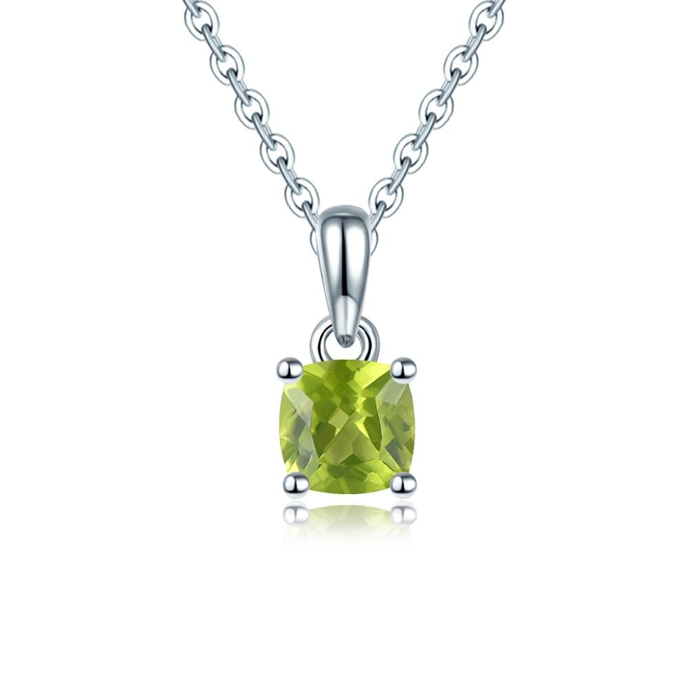 Natural Chrome Diopside Solid 925 Sterling Silver Pendant Russian Emerald Green Gemstone Silver Chain Fine Simple Jewelry Natural Peridot