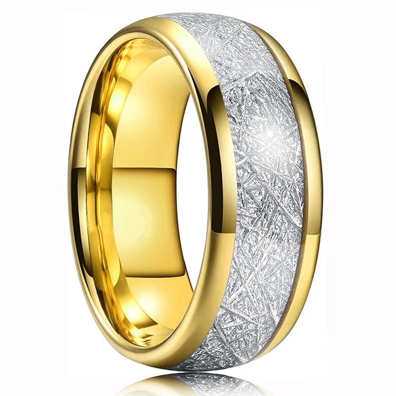 2025 Trendy 8mm Black Titanium Wedding Stainless Steel Rings For Men Inlay Colorful Abalone Shell Ring Men Wedding Band Jewelry