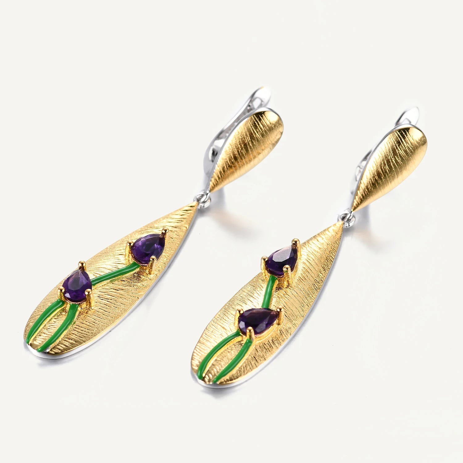 Gem's Beauty 925 Sterling Silver Earrings Woman Fashion Jewelry High Quality Handmade Original Enamel Gold PlateFine Jewelry