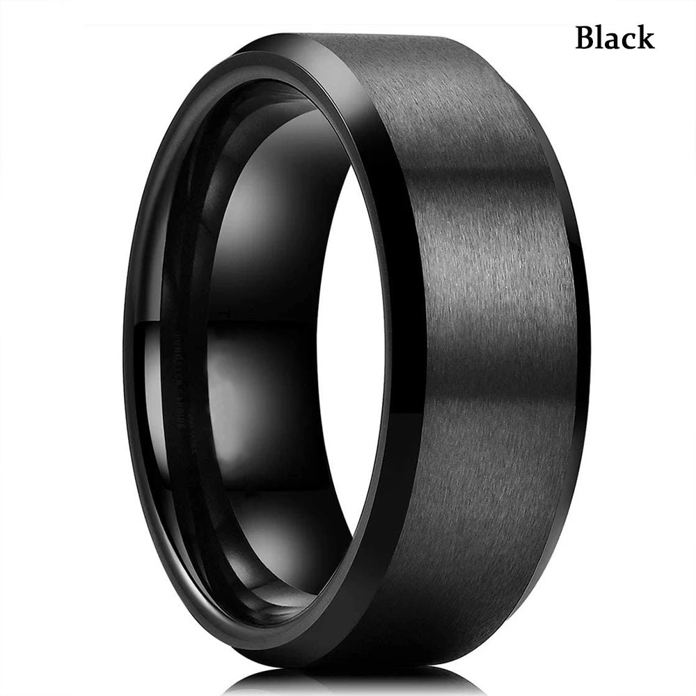 Fashion 8mm Titanium Stainless Steel Rings for Men Women High Polished Inlay Green Shell Men Promise Rings Wedding Party Jewelry
