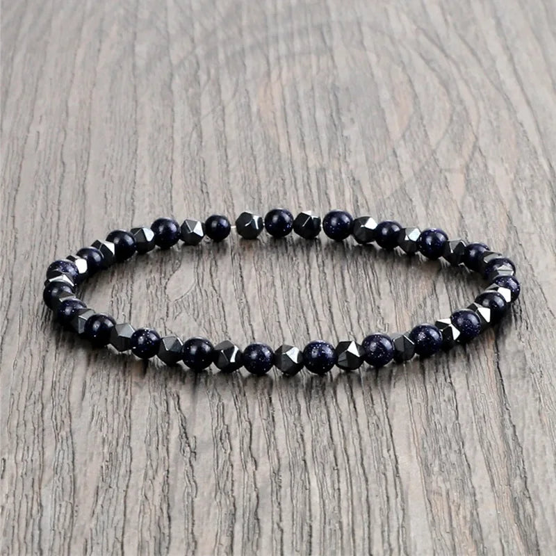4mm Beads Bracelet Irregular Hematite Men Handmade Stretch Jewelry Black Lava Stone Charms Bracelets For Women Friendship Gifts