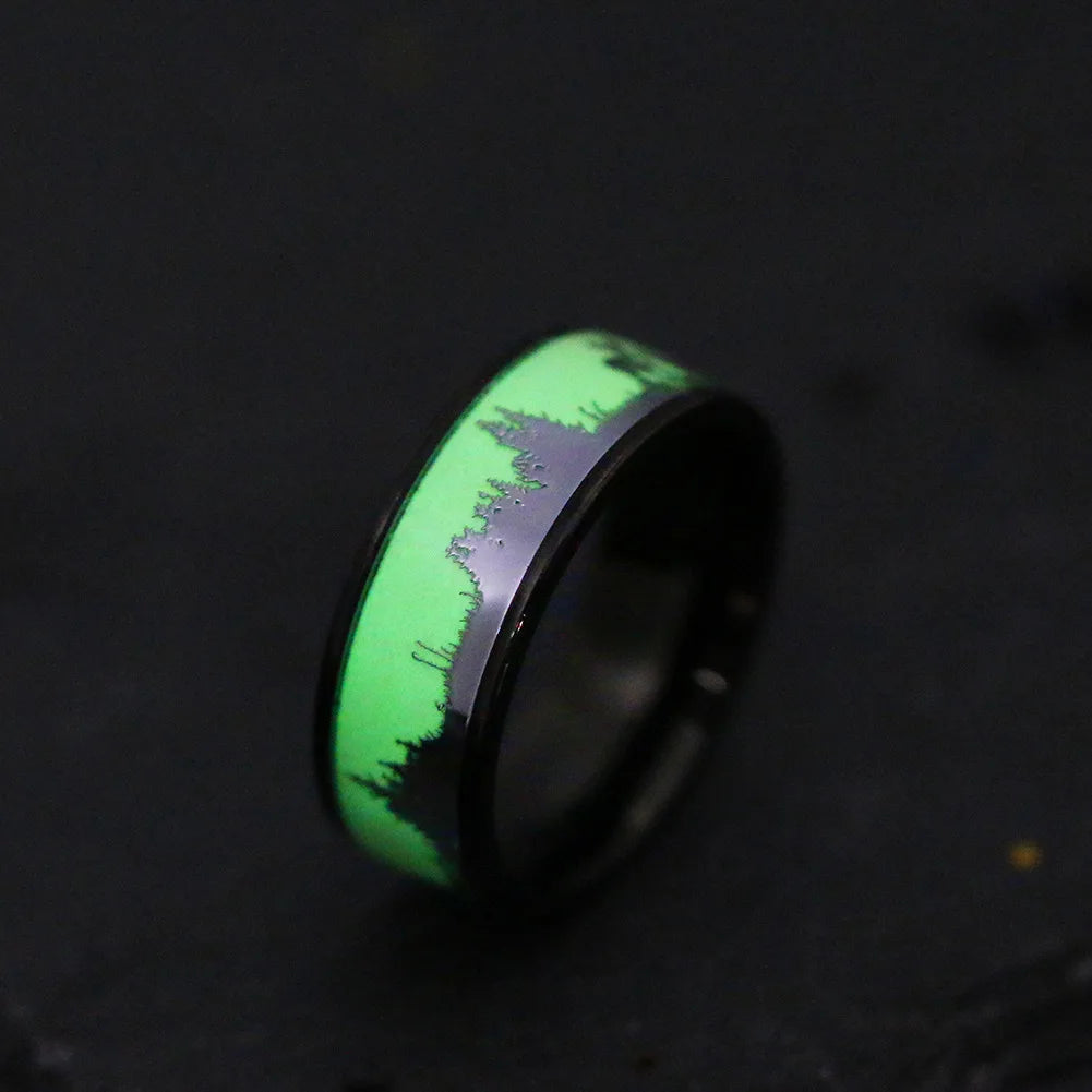 2025 Trendy 8mm Black Titanium Wedding Stainless Steel Rings For Men Inlay Colorful Abalone Shell Ring Men Wedding Band Jewelry