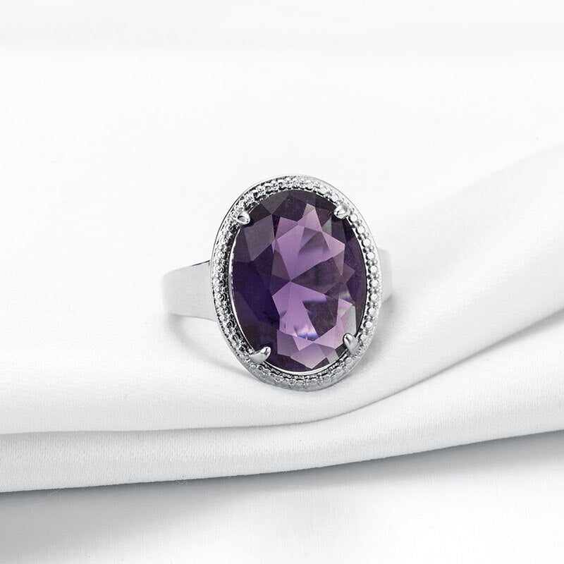 Cellacity Classic Silver 925 Jewelry Amethyst Silver Rings For Women With Oval Shaped Gemstones Engagement Female Gift