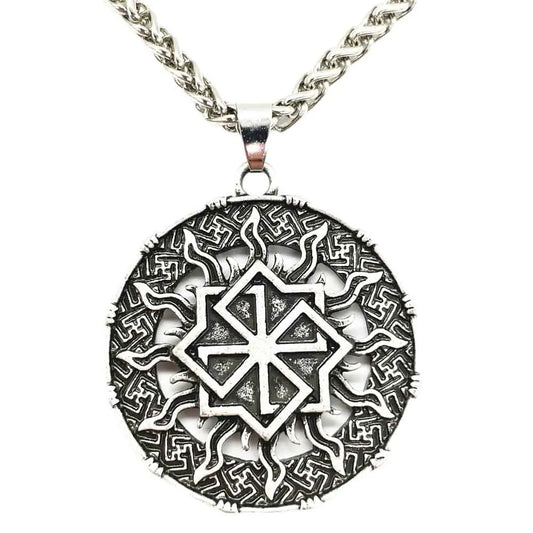 Ancient Slavic Molvinets Symbol Kolovrat Pendant Viking Necklace Russia Pagan Talisman Amulet