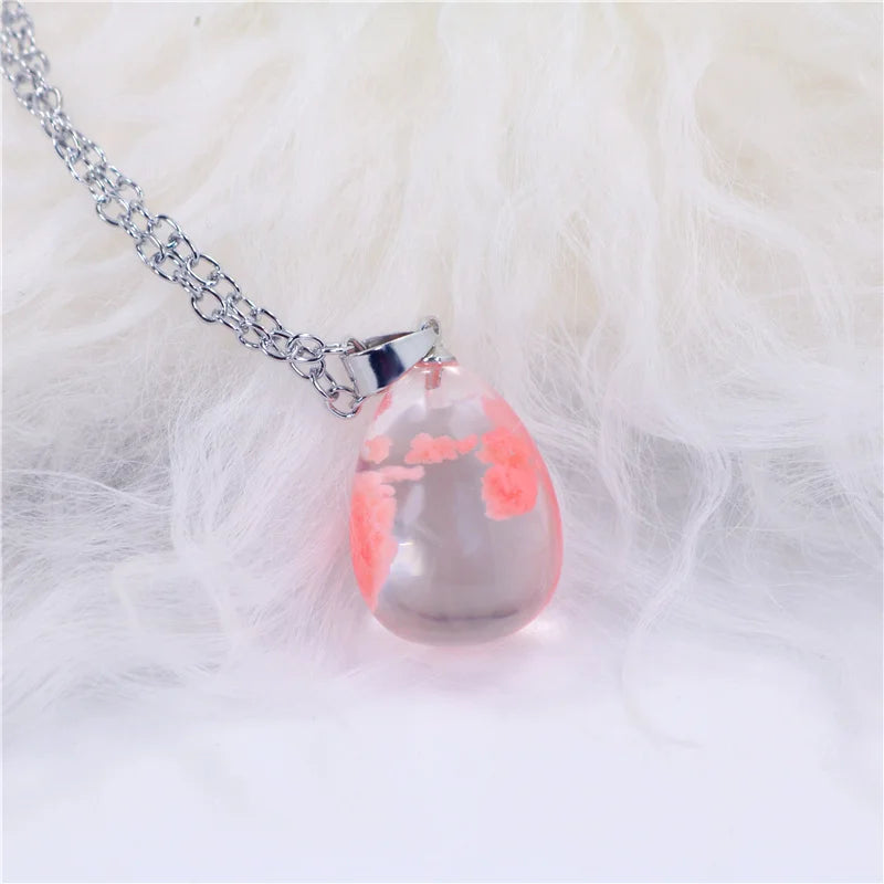 Chic Transparent Resin Rould Ball Moon Pendant Necklace Women Blue Sky White Cloud Chain Necklace Fashion Jewelry Gifts for Girl 19