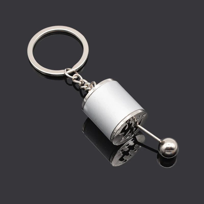 Car Speed Gearbox Gear Head Keychain Manual Transmission Lever Metal Key Ring Car Refitting Metal Pendant Creative Keychain 2023 BSX-Silver