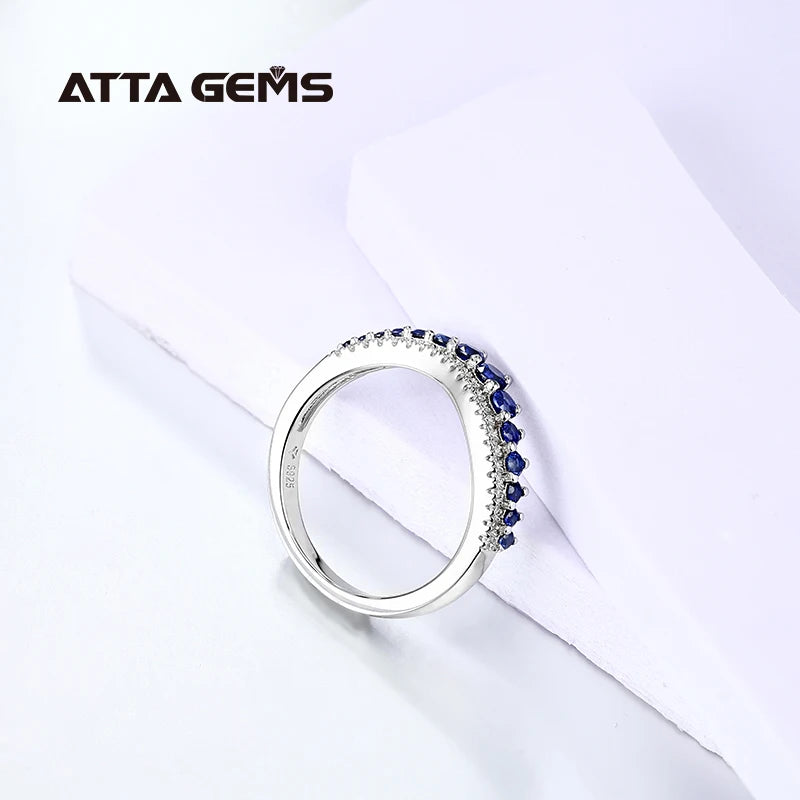 Blue Sapphire Sterling Silver Rings for Women Wedding Engagement Jewelry S925 Created Sapphire Round Cut Wholesale Jewelry