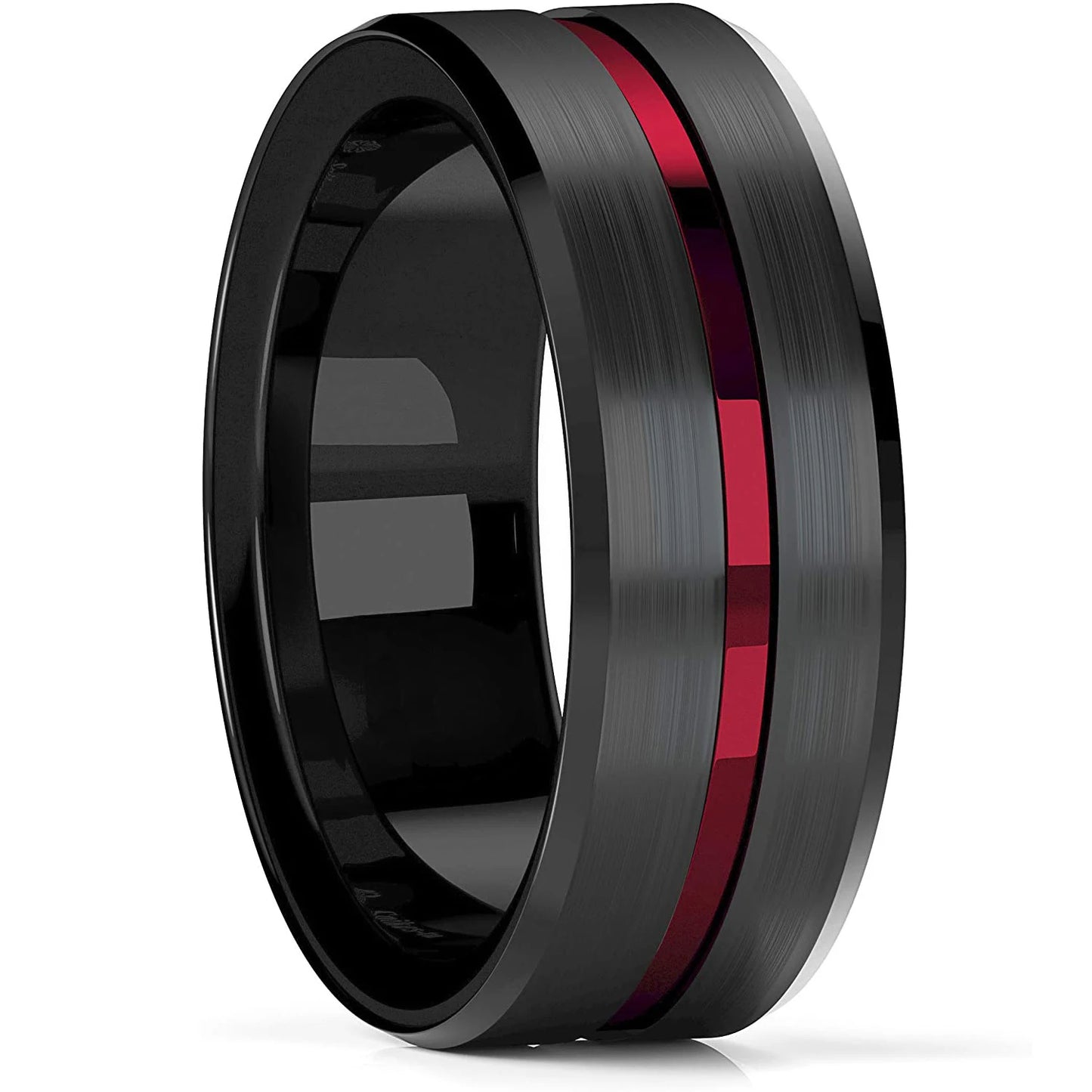 Fashion 8mm Black Polished Finish Tungsten Wedding Ring For Men Inlaid Zirconia Stainless Steel Engagement Ring Men Wedding Band