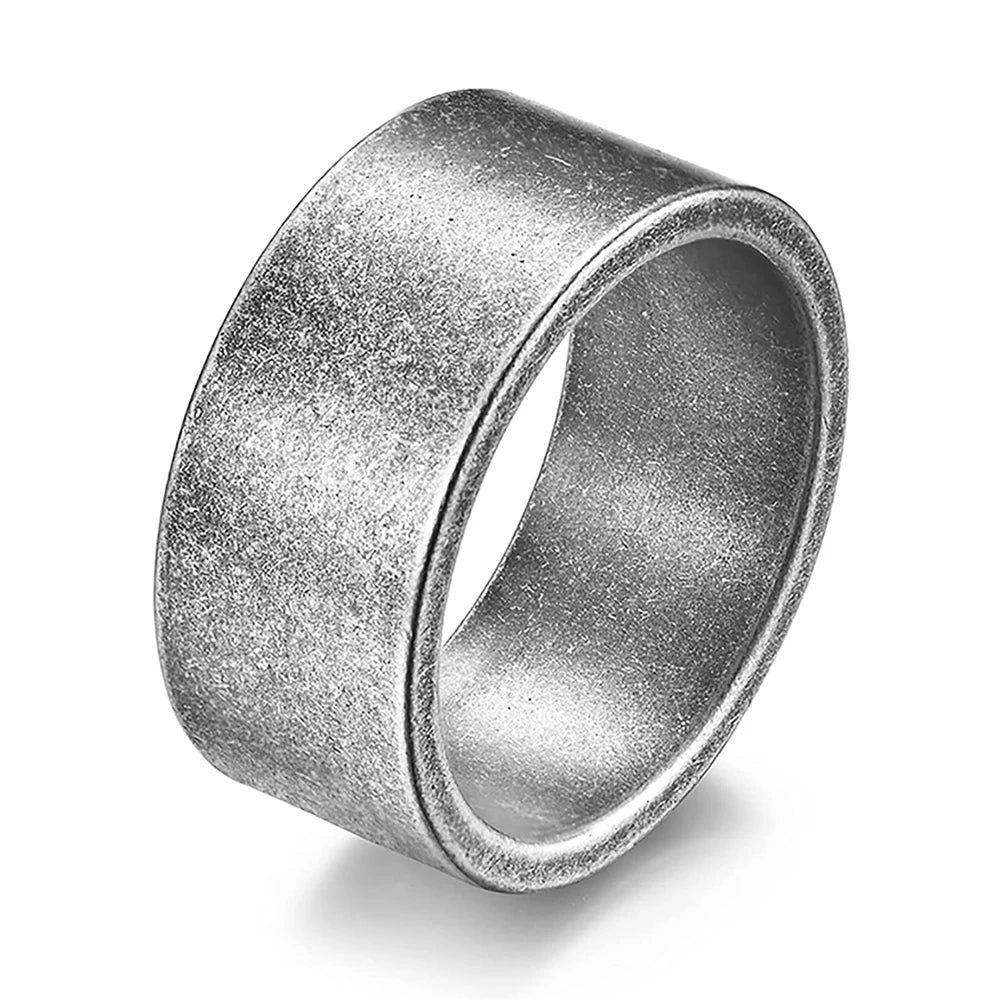 Simple Design 10MM Wide Stainless Steel Rings For Men Women Black/Gold Color/Ancient silver Color Wedding Bride Ring Jewelry