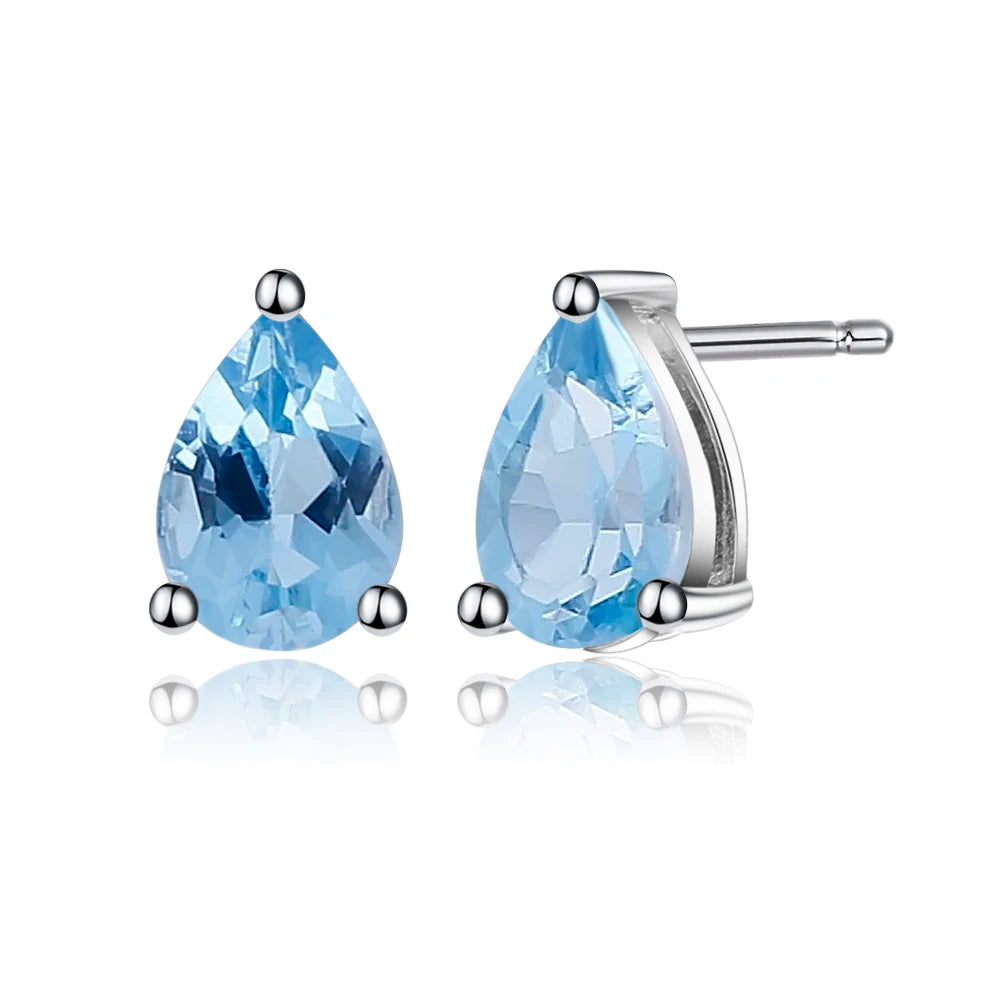 Gem's Ballet 6*8mm 2.74Ct Natural Red Garnet Gemstone Stud Earrings Genuine 925 Sterling Silver Fashion Jewelry for Women Swiss Blue Topaz CHINA