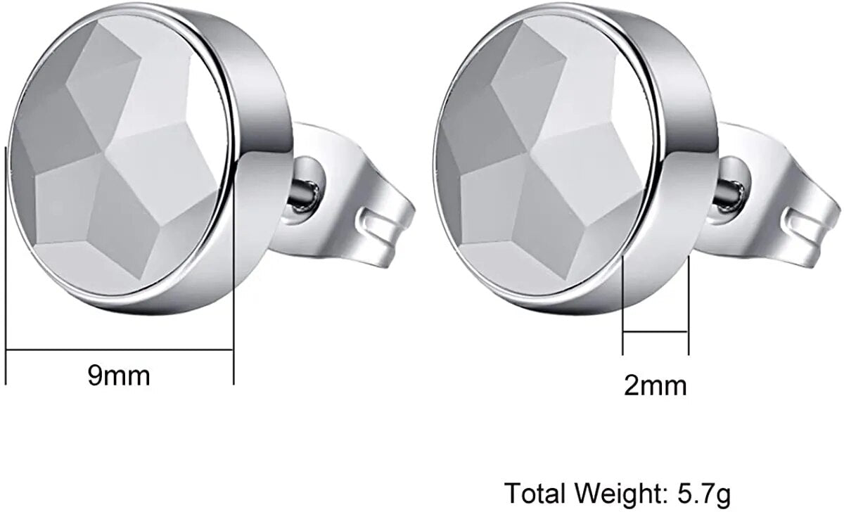 BONLAVIE TUNGSTORY High Polished Multifaceted Tungsten Carbide Stud Earrings for Men Women