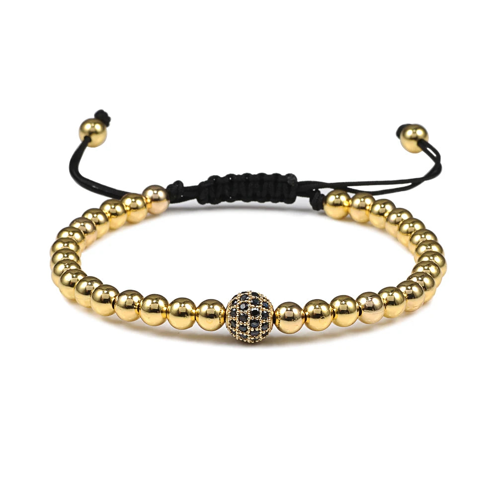 New Couple Bead Bracelet Micro CZ Crown Braided Bracelets For Men Women Adjustable Bangles His Hers Hand Jewelry Lover DIY Gifts