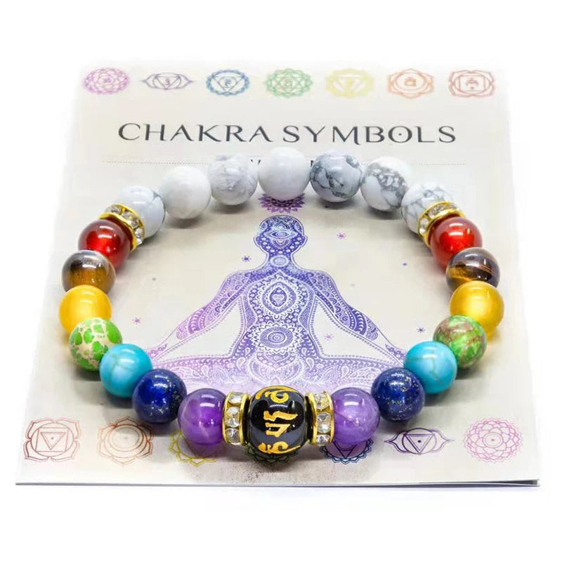 7 Chakra Bracelet with Meaning Cardfor Men Women Natural Crystal Healing Anxiety Jewellery Mandala Yoga Meditation Bracelet Gift 7Chakra 3