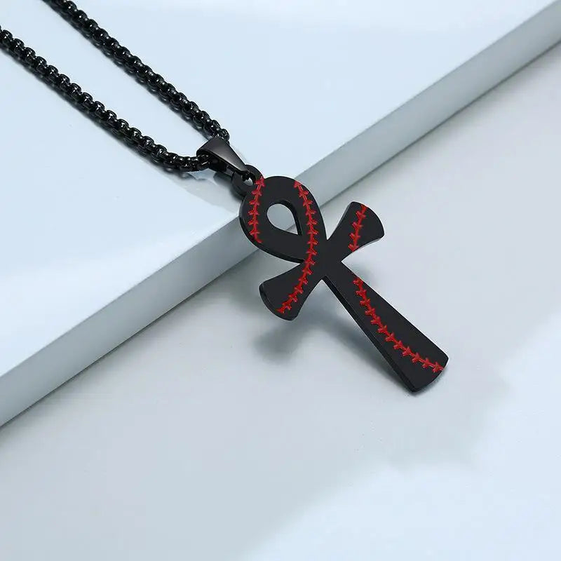 Creative Retro Ancient Egyptian Ankh Cross Pendant Necklace for Men Personalized Animal Totem Necklace Accessories Gift