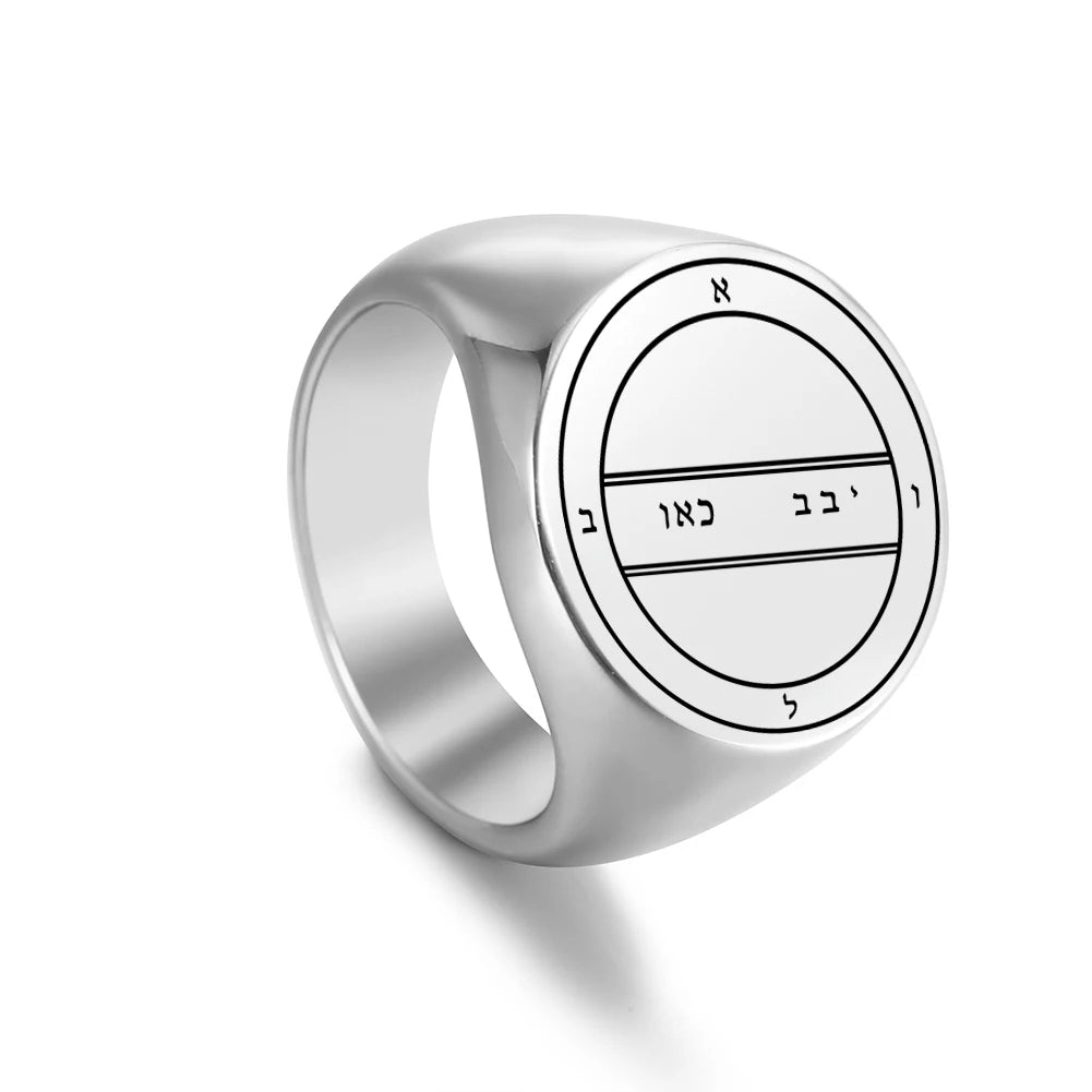 Dawapara Solomon Rings for Men Talisman Key of Solomon Amulet Punk Ring Stainless Steel Jewelry
