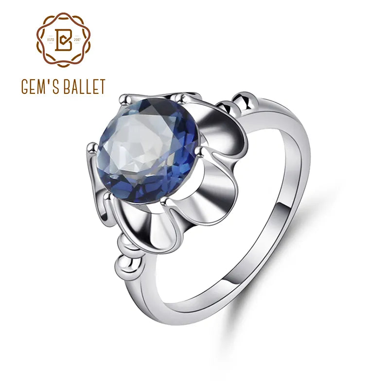 Gem's Ballet Mystic Topaz Iolite Blue Natural Gemstones Real 925 sterling silver Rings Women Gift Wedding Engagement jewelry CHINA