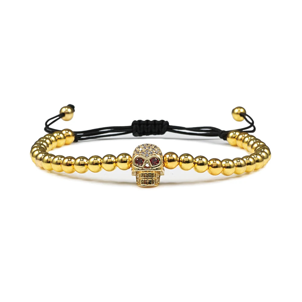 New Couple Bead Bracelet Micro CZ Crown Braided Bracelets For Men Women Adjustable Bangles His Hers Hand Jewelry Lover DIY Gifts