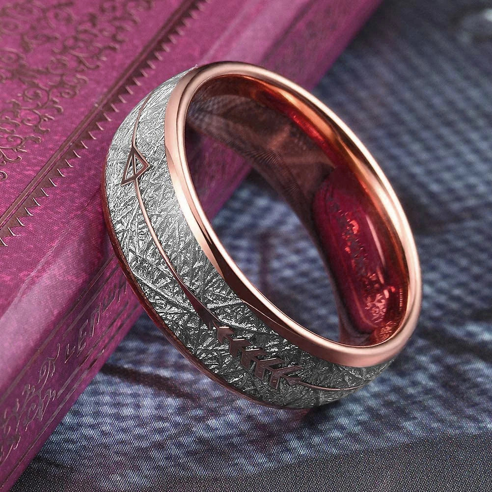 Fashion 8MM Rose Gold Color Stainless Steel Rings For Men Women Colorful Abalone Shell  Inlaid Men Rings Wedding Party Jewelry