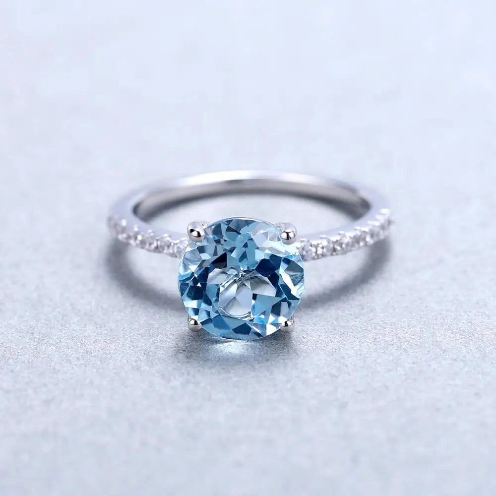 GEM'S BALLET 2.73Ct Iolite Blue Mystic Quartz Ring 585 14K 10K 18K Gold 925 Silver Solitaire Engagement Ring For Women Jewelry 925 Sterling Silver Sky Blue Topaz