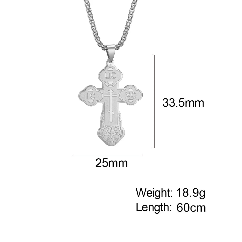 Dawapara Eastern Orthodox Serbian Cross Pendant Necklace Stainless Steel Jewelry Talisman Charm Necklaces