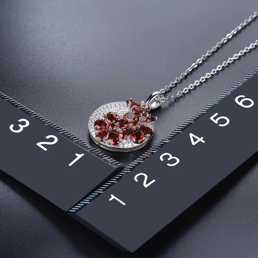 Natural Garnet Silver Pendants for Women 2.85 Carats Genuie Garnet Romantic Style Women Anniversary Gifts Top Quality Jewelry