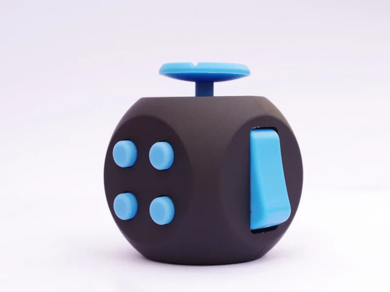 12 Sides Fidget Cube Toys Anti-Stress Antistress Sensory Toys For Children Kids Adults Autism ADHD OCD Anxiety Relief Focus 6 Black Blue