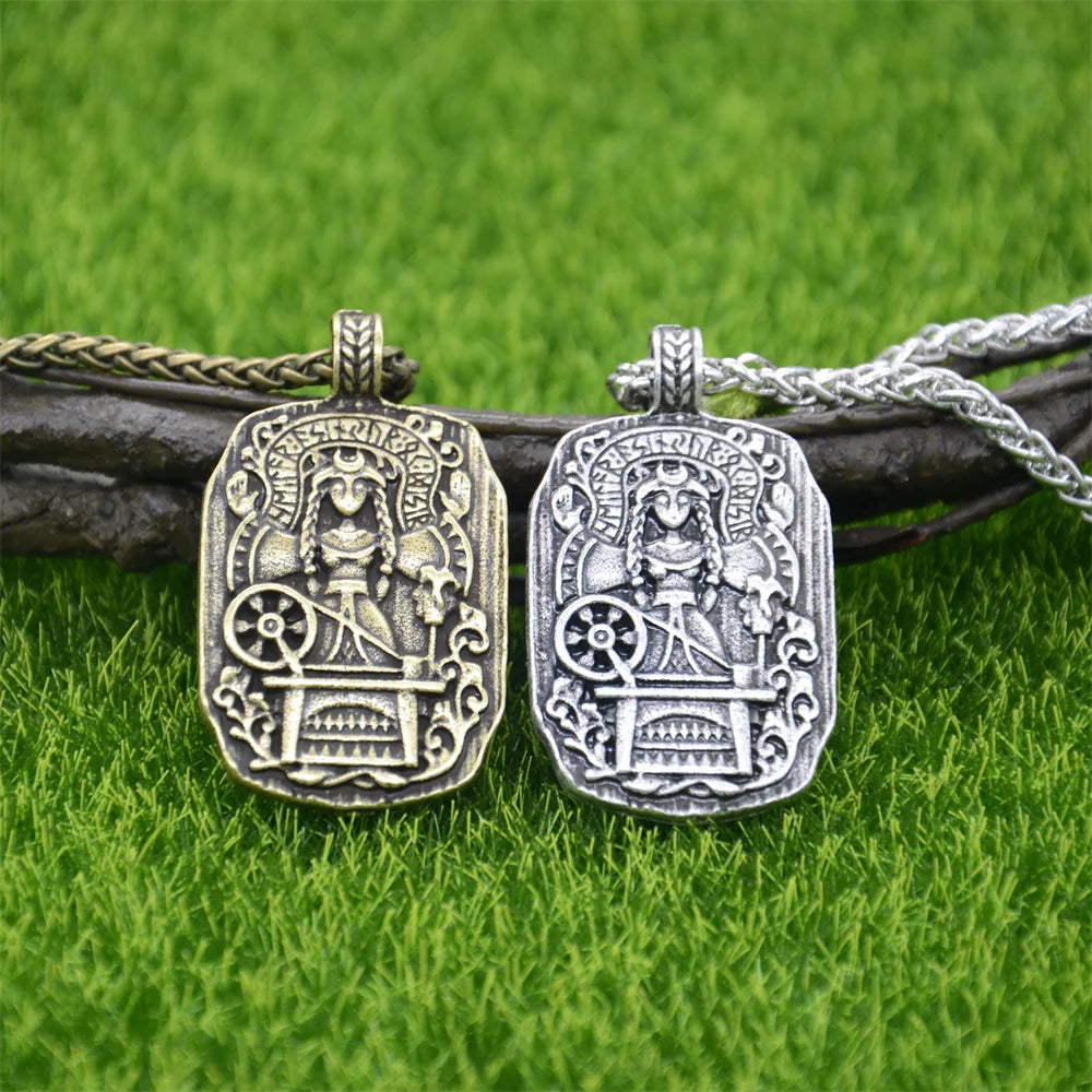 Frigga, diosa del destino, amuleto rúnico, brújula de bruja, colgante, collar vikingo, brujería wicca, accesorios de joyería para mujer