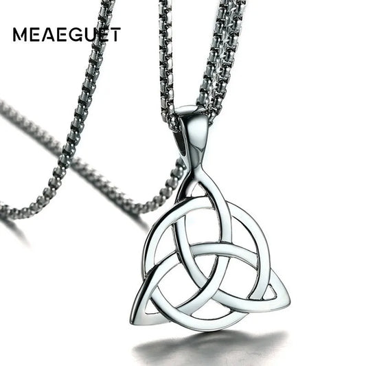 Viking Triquetra Knot Necklace For Men Scandinavian Pewter Pendant Man Pewter Pendant Irish Jewelry Chains 24inch