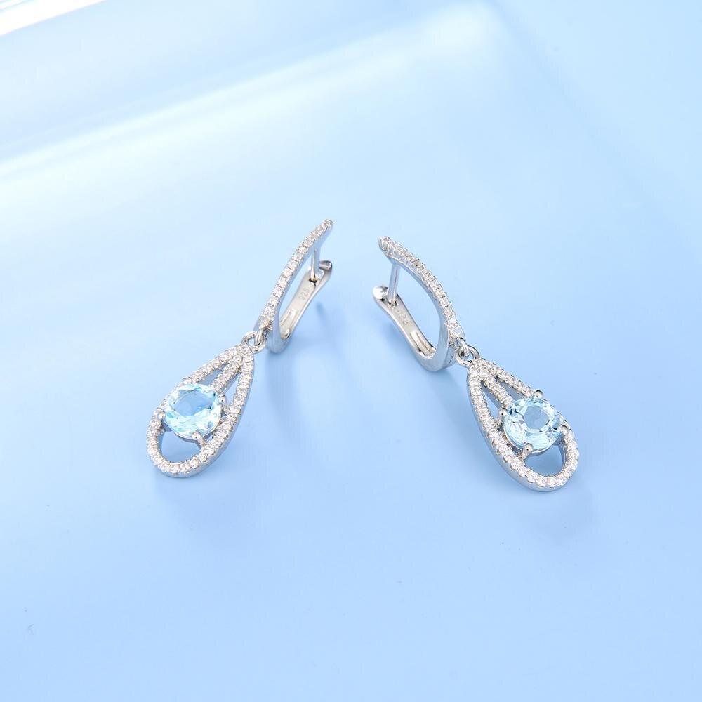 GEM'S BALLET Natural Sky Blue Topaz Elegant Dangle Earrings For Women Jewelry 925 Sterling Silver Gemstone Stud Earrings