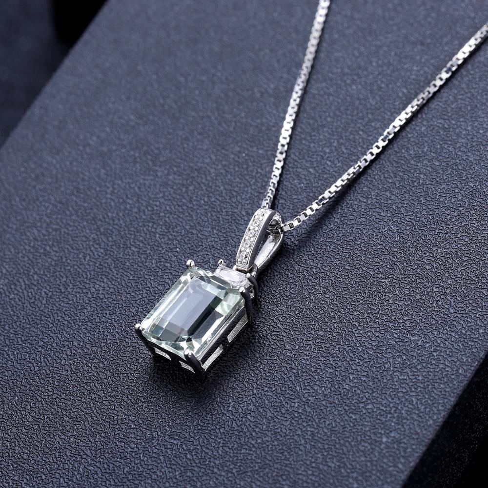 GEM&#39;S BALLET Natural Octagon Green Amethyst Earrings Ring Pendant Set Real 925 Sterling Silver Gemstone Jewelry Set For Women