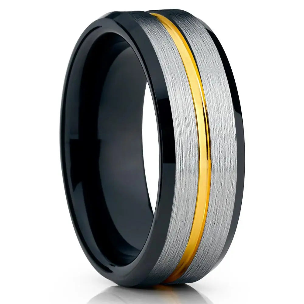 Fashion Black Tungsten Wedding Celtic Dragon Rings For Men Inlaid Green Zircon Punk Men Stainless Steel Green Carbon Fibre Ring