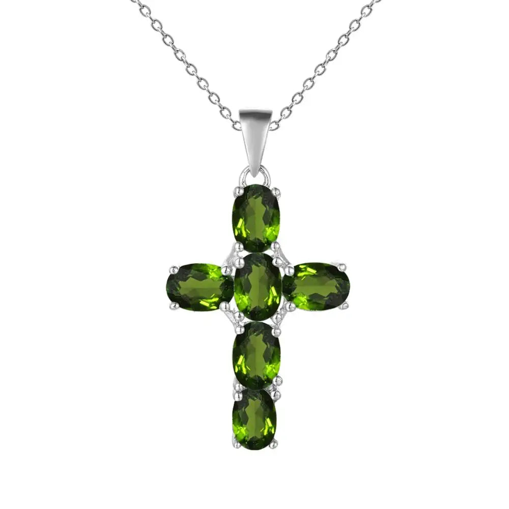 GEM'S BALLET 925 Sterling Silver Cross Necklace For Women Natural Amethyst Topaz Gemstone Pendant Necklace Fine Jewelry 2021 NEW Chrome Diopside 45cm CHINA