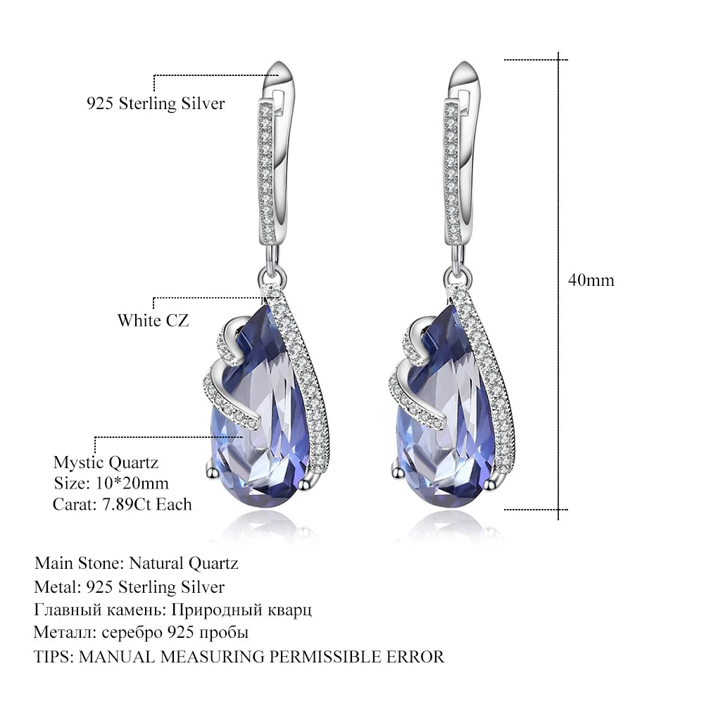 Gem's Beauty 15.78Ct Natural Iolite Blue Mystic Quartz Vintage Earrings 925 Sterling Sliver For Women Fine Jewelry