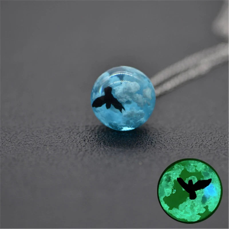 Chic Transparent Resin Rould Ball Moon Pendant Necklace Women Blue Sky White Cloud Chain Necklace Fashion Jewelry Gifts for Girl 4