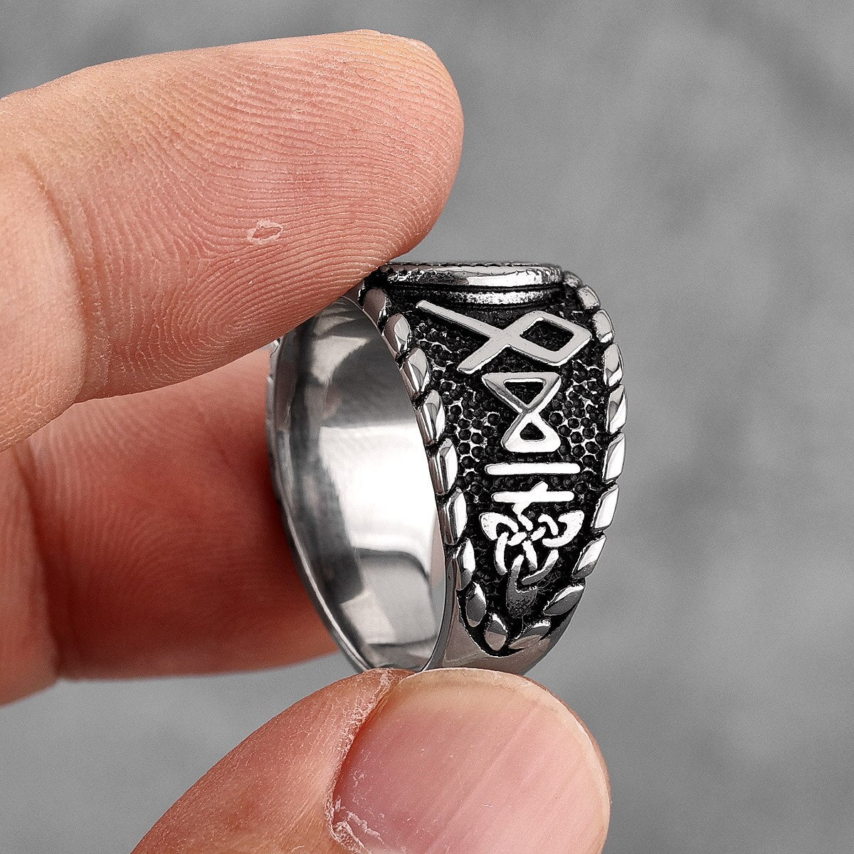 Viking Norse Mythology Odin Stainless Steel Mens Rings Punk Amulet for Male Boyfriend Biker Jewelry Creativity Gift