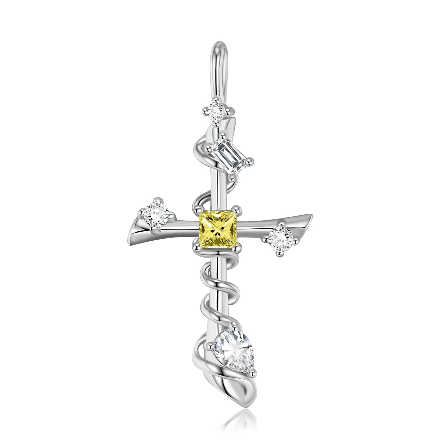 Zircon Cross Pendants for Necklace Authentic 925 Sterling Silver Necklaces Jewelry with Shiny Zircon Fashion Women Jewelry Gift