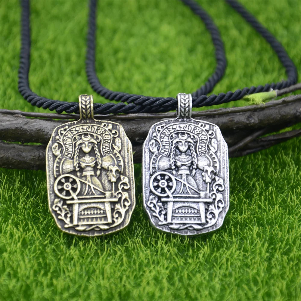 Frigga, diosa del destino, amuleto rúnico, brújula de bruja, colgante, collar vikingo, brujería wicca, accesorios de joyería para mujer